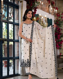 Embroidered Spaghetti-Strap Lucknowi Cotton Suit Set