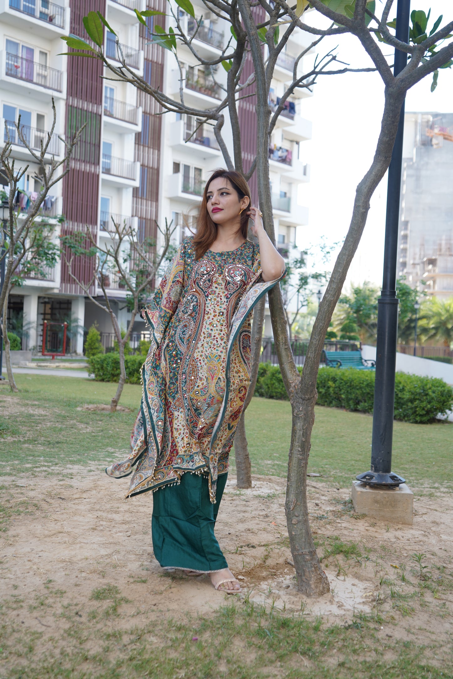 Classic kaftan kurta with detailed ethnic motif print design