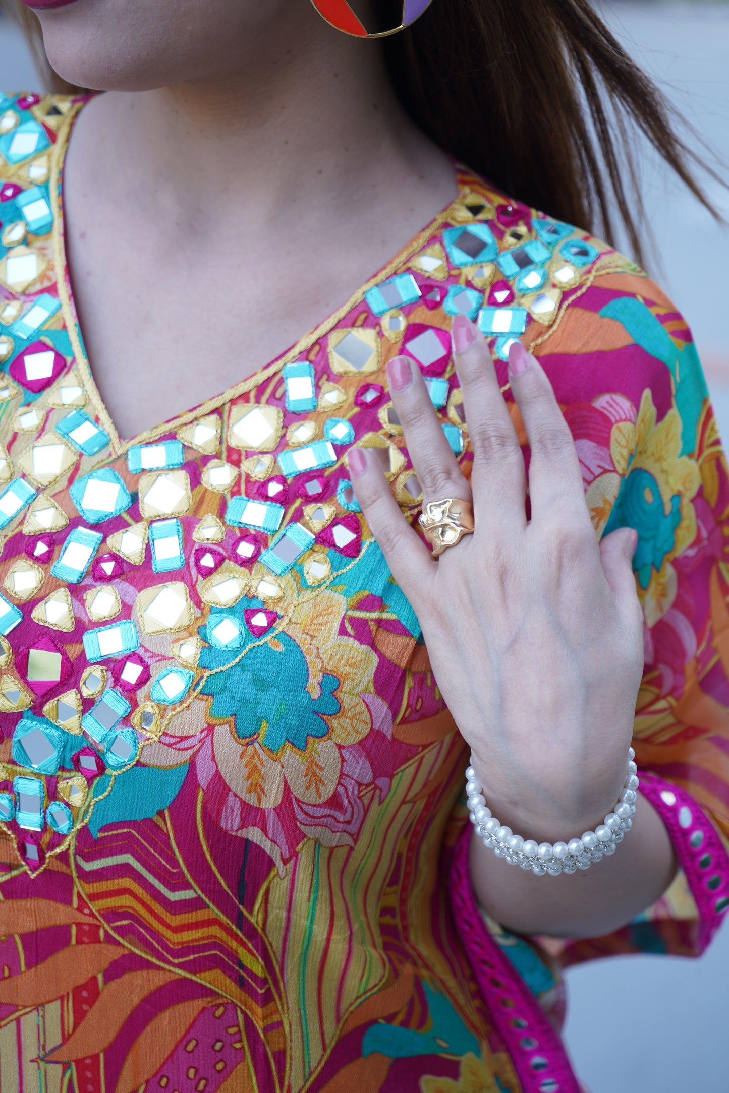 Mirror Work Kaftan set