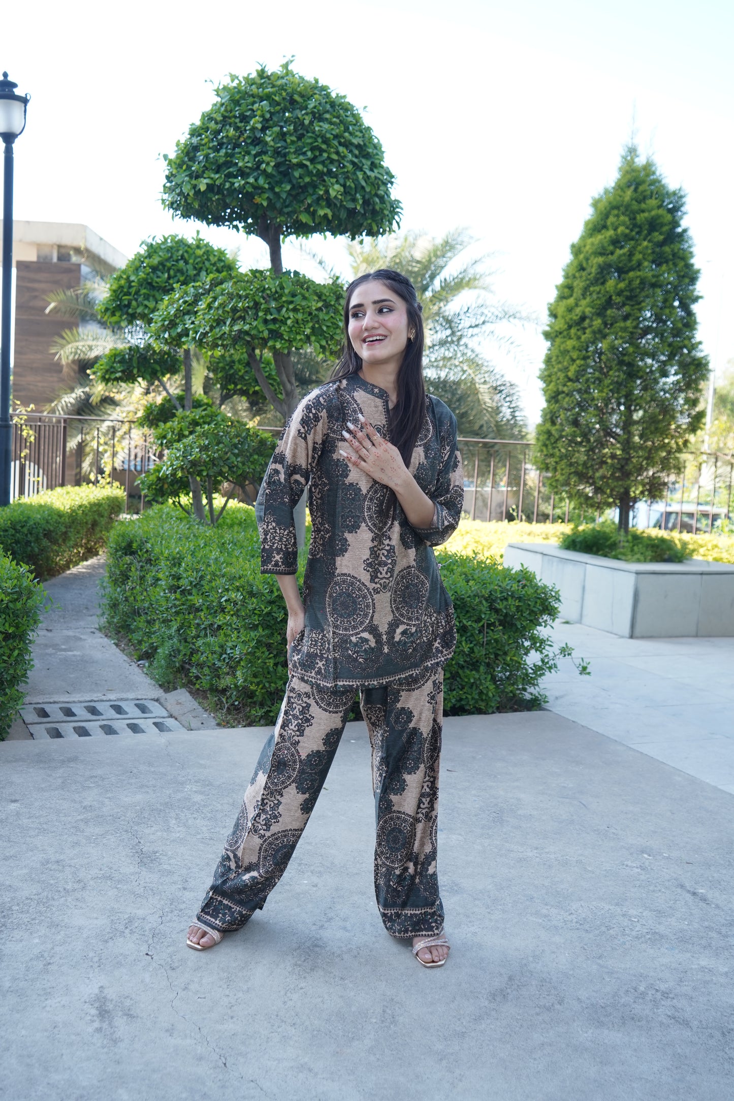Modal Print Shirt and Palazzo Set