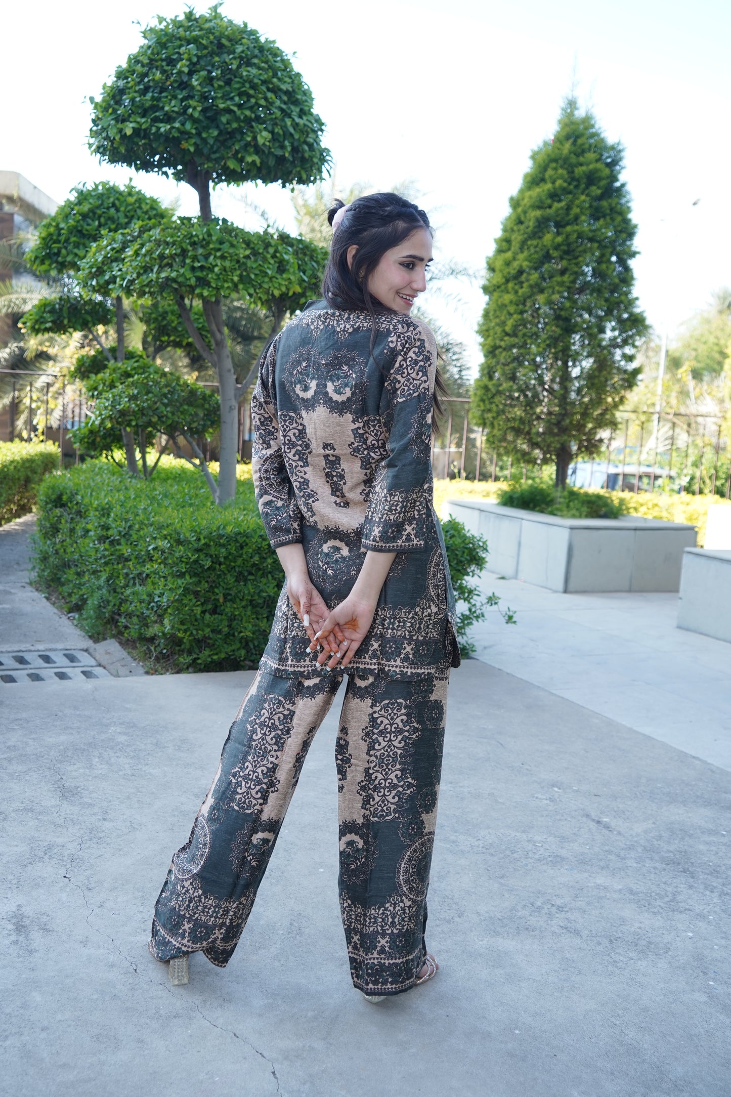 Modal Print Shirt and Palazzo Set