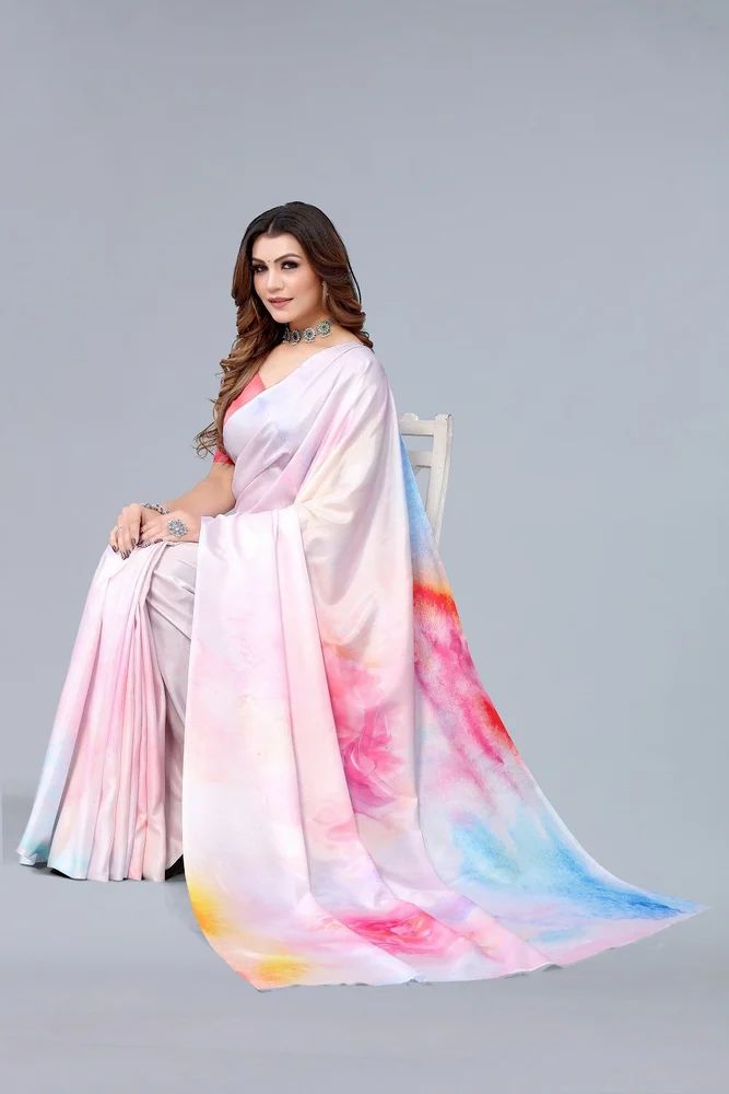 Beautiful Designer Dola Silk Saree with vibrant digital prints