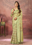 Floral printed zari silk saree