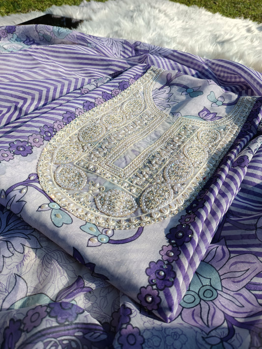 Full view of georgette suit styled elegantly for festive occasions