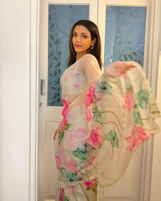 Beautiful handcrafted designer saree for women with detailed handwork