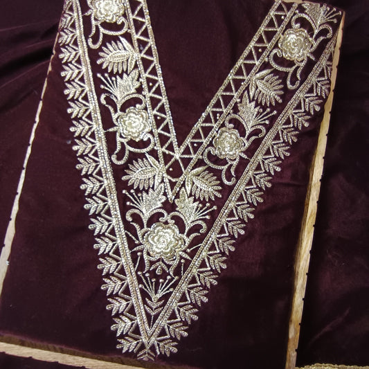 Elegant velvet silk suit with a luxurious finish, perfect for weddings and festive occasions.