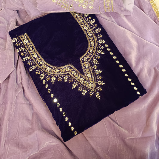 Rich velvet silk suit with timeless charm and intricate craftsmanship.