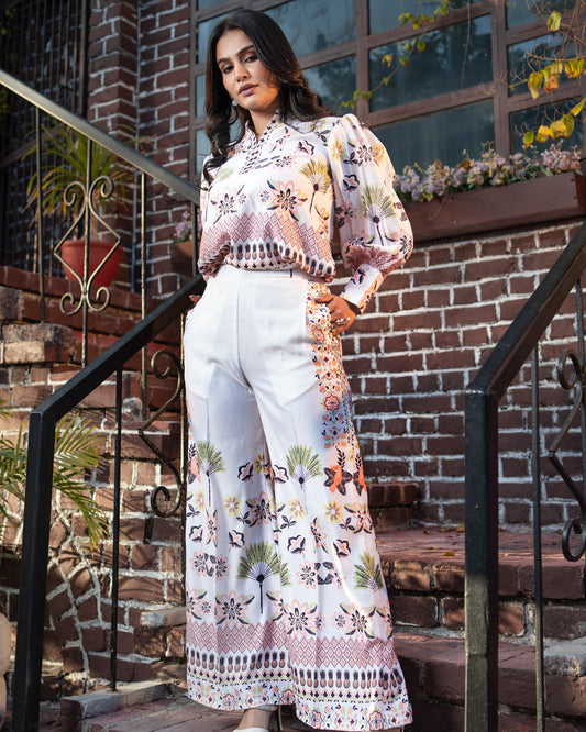 Stylish vibrant multi-tone coord set for chic everyday fashion