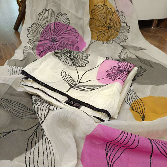 Front view of the Gorgeous Soft White Pure Organza Suit showcasing its elegant design.