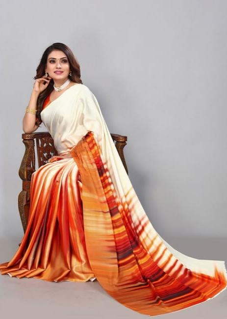 Japan Satin Multi Saree with vibrant digital print