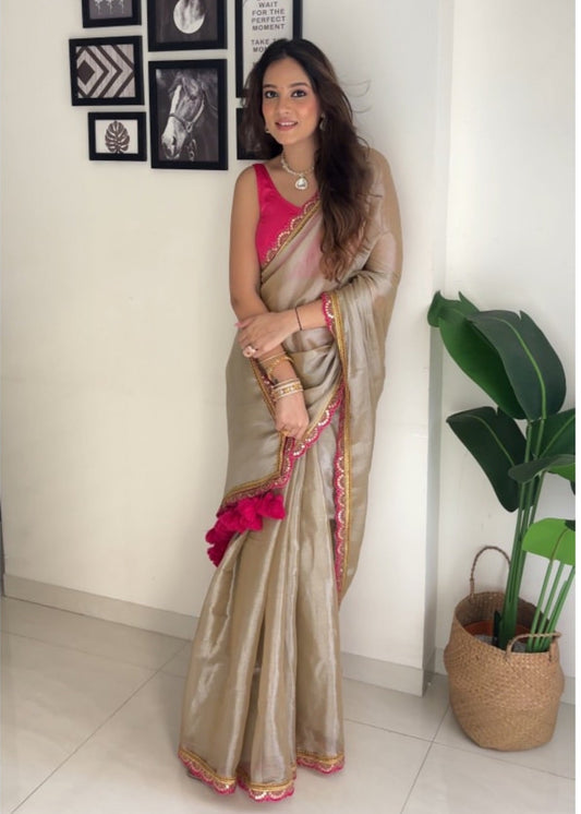 Red Ruby Uppada Tissue Silk Saree