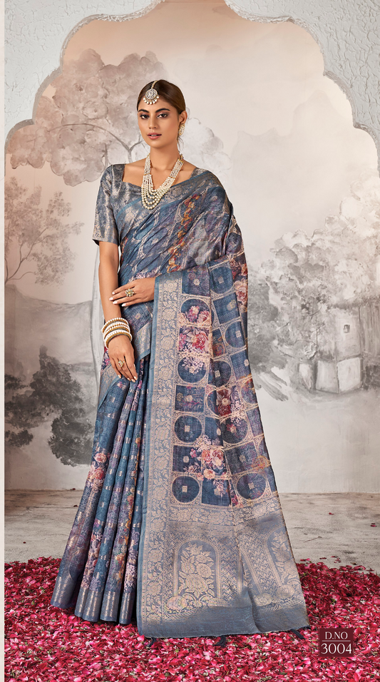 Ethnic Motifs Printed Zari Saree