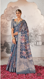 Floral Printed Silk Saree with Blouse