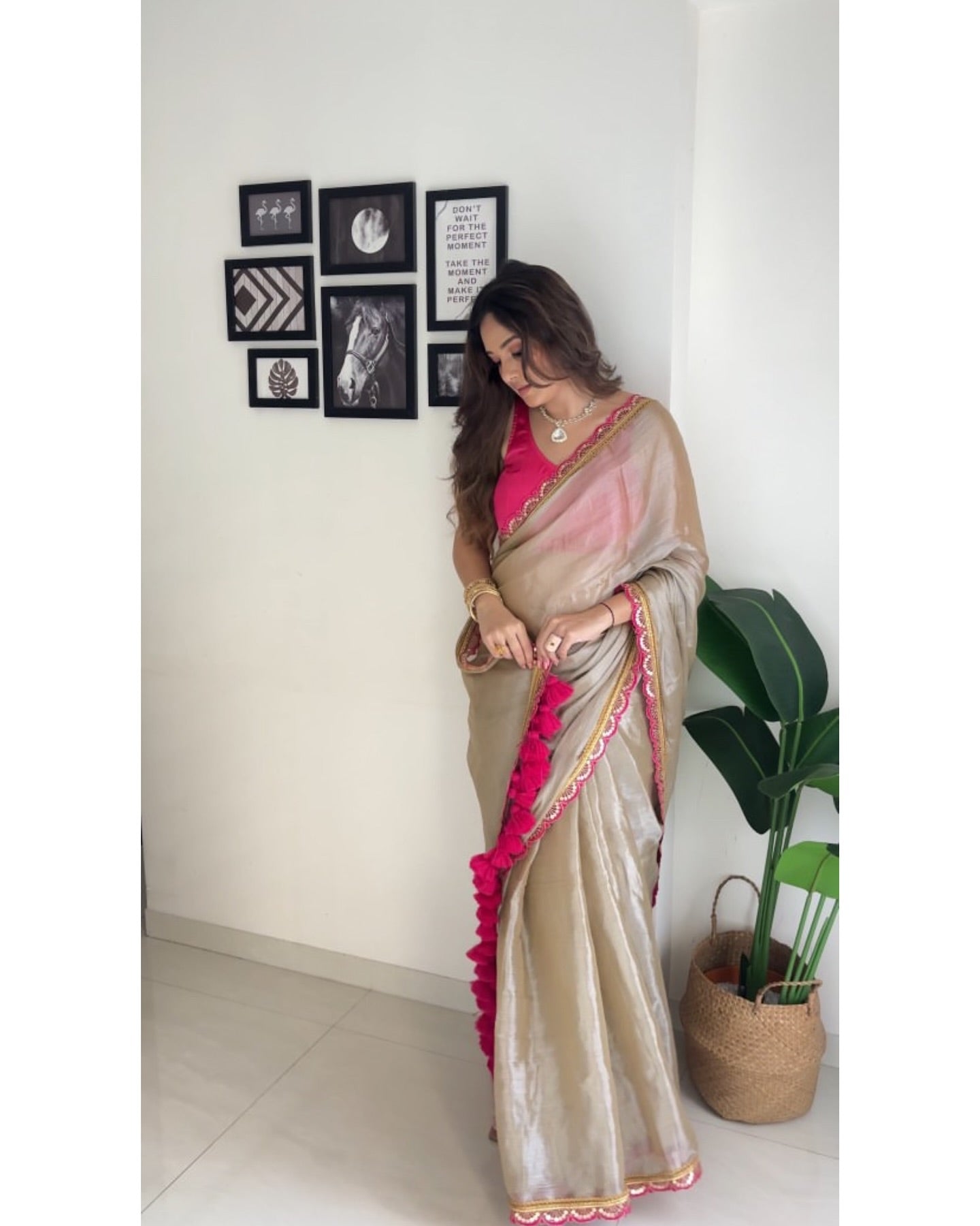 Uppada Tissue Silk Saree With Raw Silk Blouse