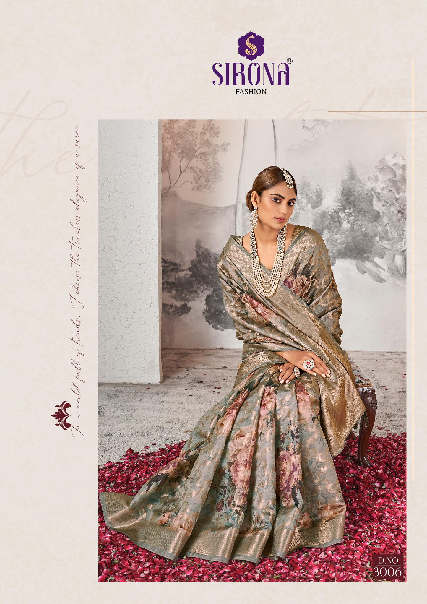 Grey-Coloured Silk Blend Banarasi Sarees