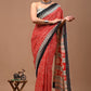 Pure Mul cotton Hand print saree with Blouse