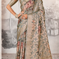 Grey-Coloured Silk Blend Banarasi Sarees