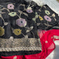 Rear view of the Banarasi black suit showing traditional craftsmanship and silhouette.
