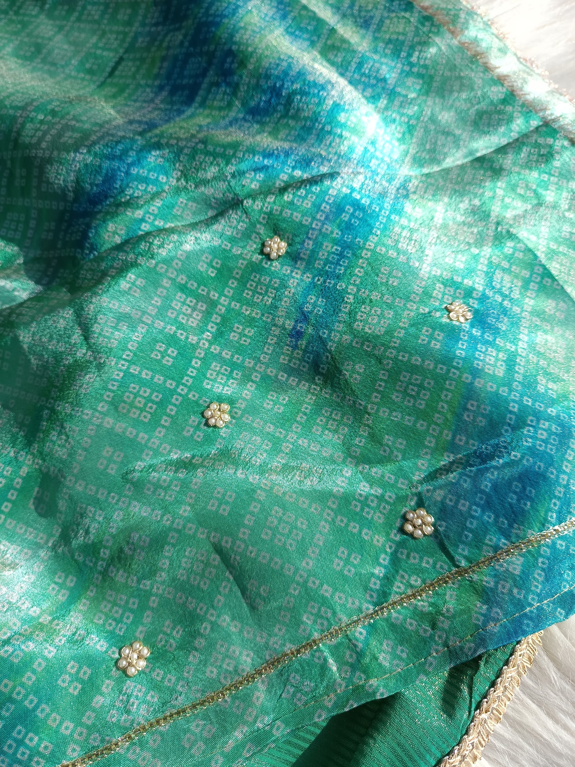 Styling inspiration for wearing Bandhani organza silk suit