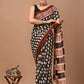 Beautiful Black Red Pure Hand Block Printed Saree design
