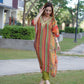 Chic striped kaftan with stylish neckline