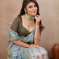 Stylish and lightweight cotton silk saree in light blue for timeless elegance.