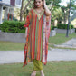  Classic striped kaftan dress with chic design

