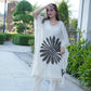 Lurex Striped Floral Printed Embroidered Kaftan Kurta with Pant
