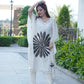 Lurex Striped Floral Printed Embroidered Kaftan Kurta with Pant