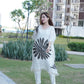 Lurex Striped Floral Printed Embroidered Kaftan Kurta with Pant