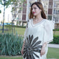 Lurex Striped Floral Printed Embroidered Kaftan Kurta with Pant