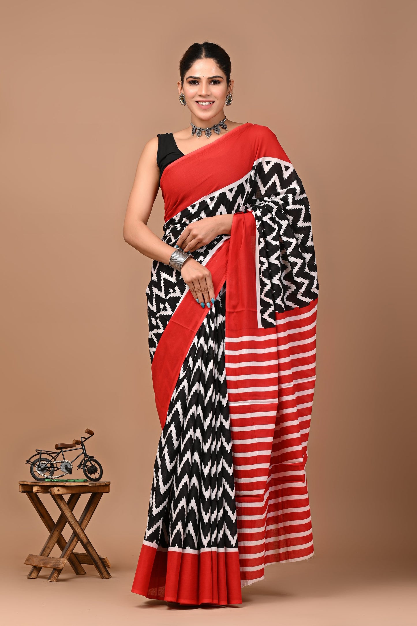 Printed Pure Cotton Mulmul Saree With Blouse