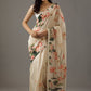 Ivory Silk Chanderi Printed Saree Set