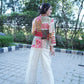 Designer pure cotton kurta with multi motif prints and trouser.