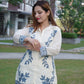 Designer white and grey cord set with intricate aari embroidery