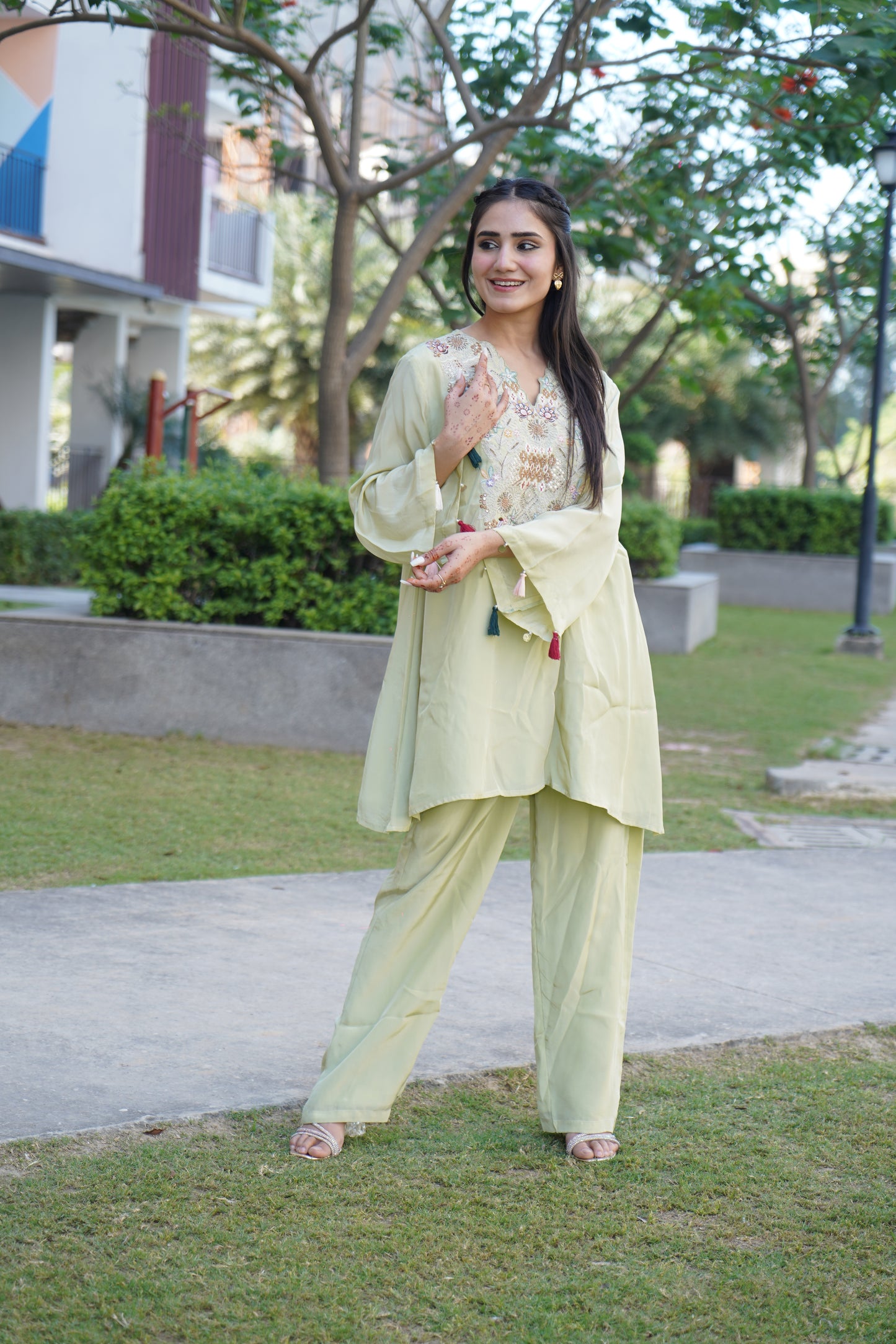 Elegant embroidered coord set perfect for celebrations.