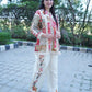 Elegant cotton kurta with multi ethnic motifs and trouser.