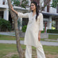 Elegant Noor off-white silver striped Chanderi kurta set