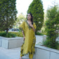 Elegant satin kaftan style coord set with lace patchwork