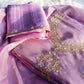  Elegant handwork suit made from tissue silk, paired with coordinated dupatta.