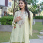 Festive embroidery work coord set with detailed patterns.