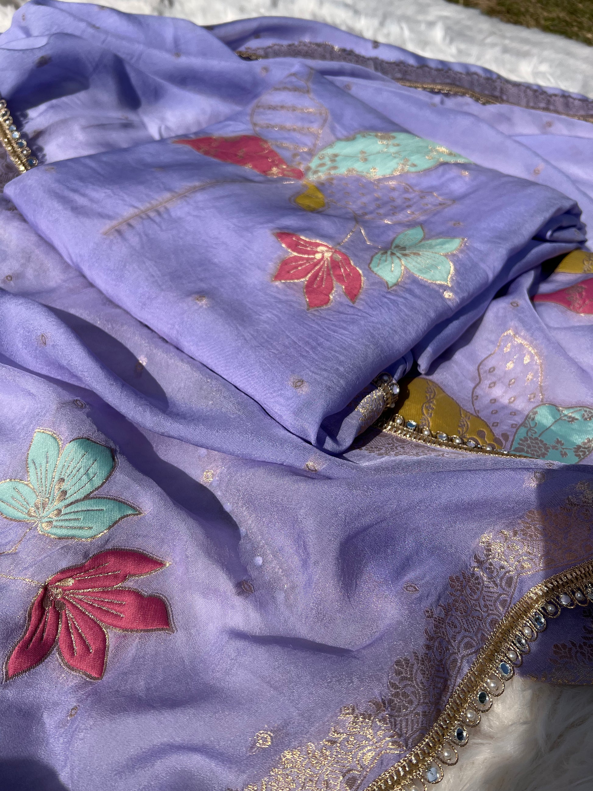  Festive purple organza silk outfit perfect for elegant occasions