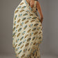 Stylish Floral Print Cream Chiffon Saree