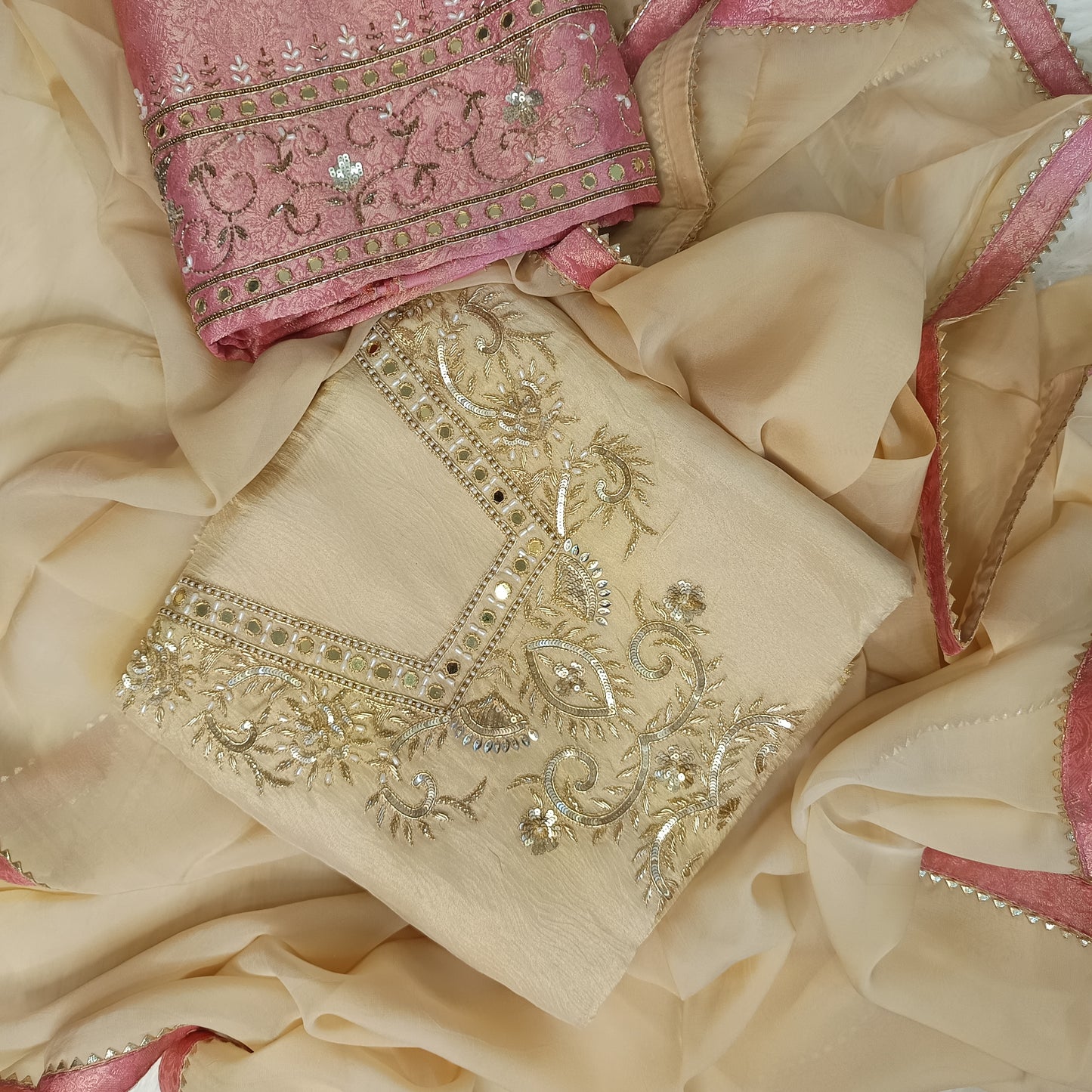 Close-up of the premium pure silk fabric texture and craftsmanship.