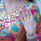 Graceful kaftan set with reflective mirror accents