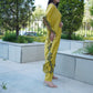 Graceful satin kaftan style coord set with fine lace.