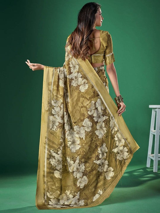 Women Floral Printed Saree With Blouse Piece