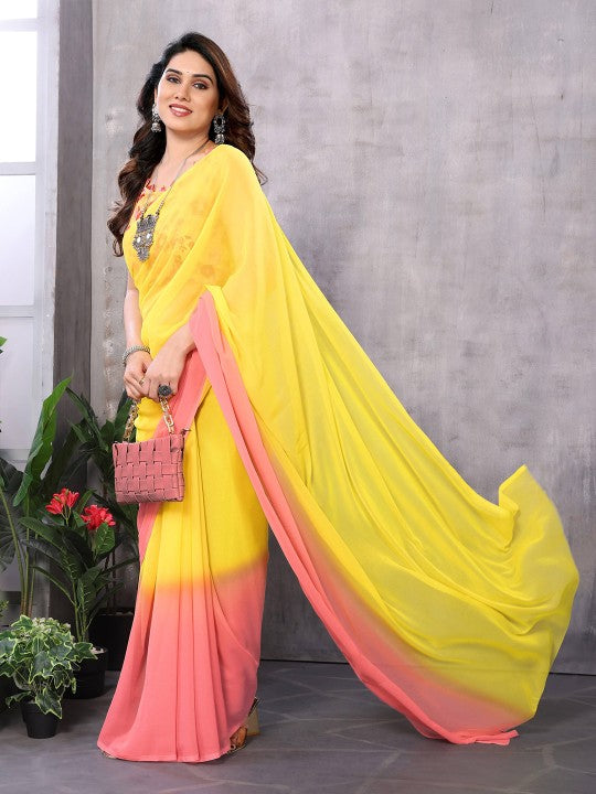 Ombre Pure Georgette Ready to Wear Leheriya Saree