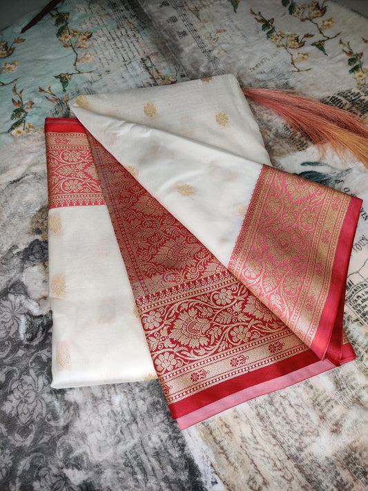 Woven Design Zari Soft Silk Floral Border Saree