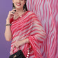 Glam Elegance Present Printed Leheria Georgette Saree (Pink)